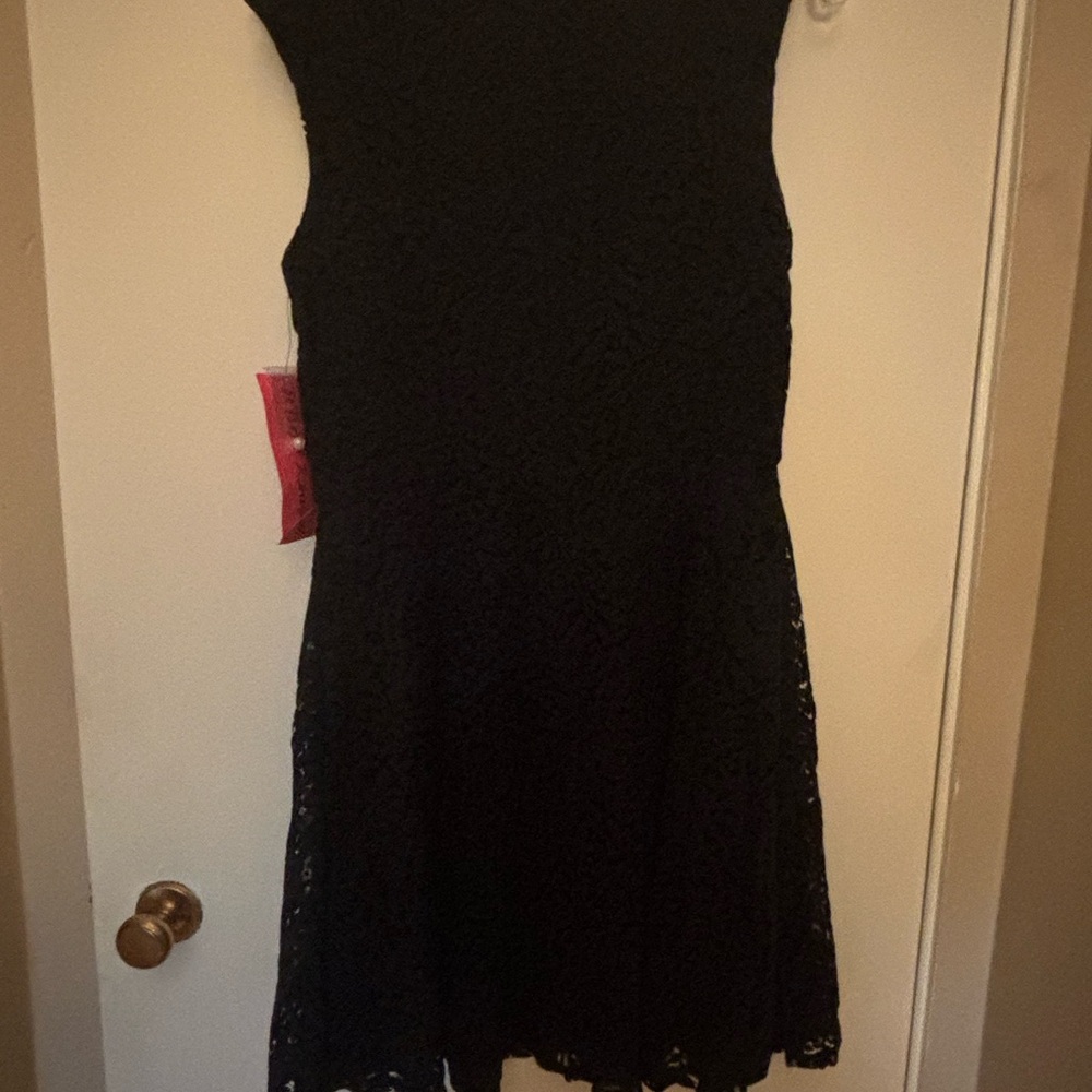 Black Mini Sheath Dress with Mock Neck for Cocktail